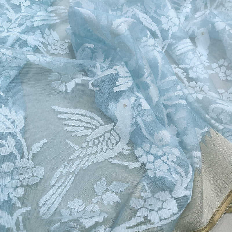 Pure Kora Net Handwoven Banarasi Saree