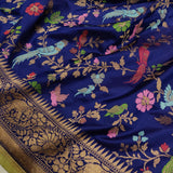 Navy Blue Color Pure Katan Silk Handwoven Banarasi Saree