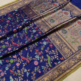 Navy Blue Color Pure Katan Silk Handwoven Banarasi Saree