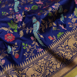 Navy Blue Color Pure Katan Silk Handwoven Banarasi Saree
