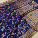 Navy Blue Color Pure Katan Silk Handwoven Banarasi Saree