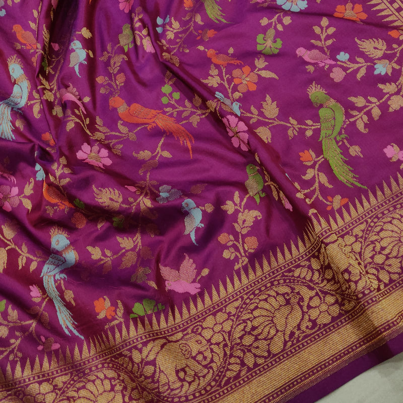 Magenta Color Pure Katan Silk Handwoven Banarasi Saree