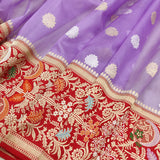Lavender Colour Pure Kora Silk Handwoven Banarasi Saree