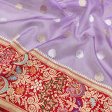 Lavender Colour Pure Kora Silk Handwoven Banarasi Saree