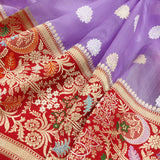 Lavender Colour Pure Kora Silk Handwoven Banarasi Saree