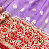 Lavender Colour Pure Kora Silk Handwoven Banarasi Saree