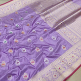 Lavender Color Katan Silk Handwoven Banarasi Saree