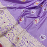Lavender Color Katan Silk Handwoven Banarasi Saree