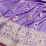 Lavender Color Katan Silk Handwoven Banarasi Saree