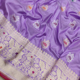 Lavender Color Katan Silk Handwoven Banarasi Saree