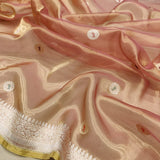 Peach Colour Pure Tissue Silk Handwoven Banarasi Saree