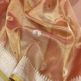 Peach Colour Pure Tissue Silk Handwoven Banarasi Saree