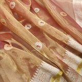 Peach Colour Pure Tissue Silk Handwoven Banarasi Saree