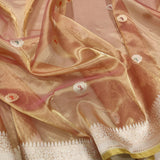 Peach Colour Pure Tissue Silk Handwoven Banarasi Saree