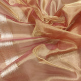 Peach Colour Pure Tissue Silk Handwoven Banarasi Saree