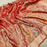 Dual Shade Pure Katan By Tissue Handwoven Banarasi Saree