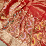 Dual Shade Pure Katan By Tissue Handwoven Banarasi Saree