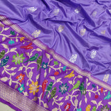 Lavender Colour Pure Katan Silk Handwoven Banarasi Saree