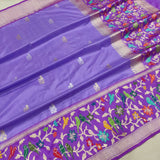 Lavender Colour Pure Katan Silk Handwoven Banarasi Saree