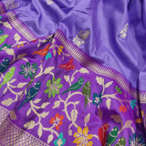Lavender Colour Pure Katan Silk Handwoven Banarasi Saree