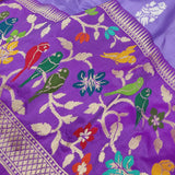 Lavender Colour Pure Katan Silk Handwoven Banarasi Saree