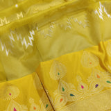 Yellow Colour Pure Kora Silk Handwoven Banarasi Saree