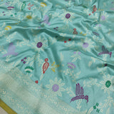 Sky Blue Colour Pure Katan Silk Handwoven Banarasi Saree