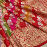 Multicolor Pure Katan Silk Handwoven Banarasi Saree