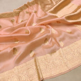 Peach Color Pure Kora Silk Handwoven Banarasi Saree