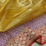 Yellow Colour Pure Tissue Silk Handwoven Banarasi Saree
