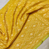 Yellow Colour Pure banarasi ektara cotton jamdani saree