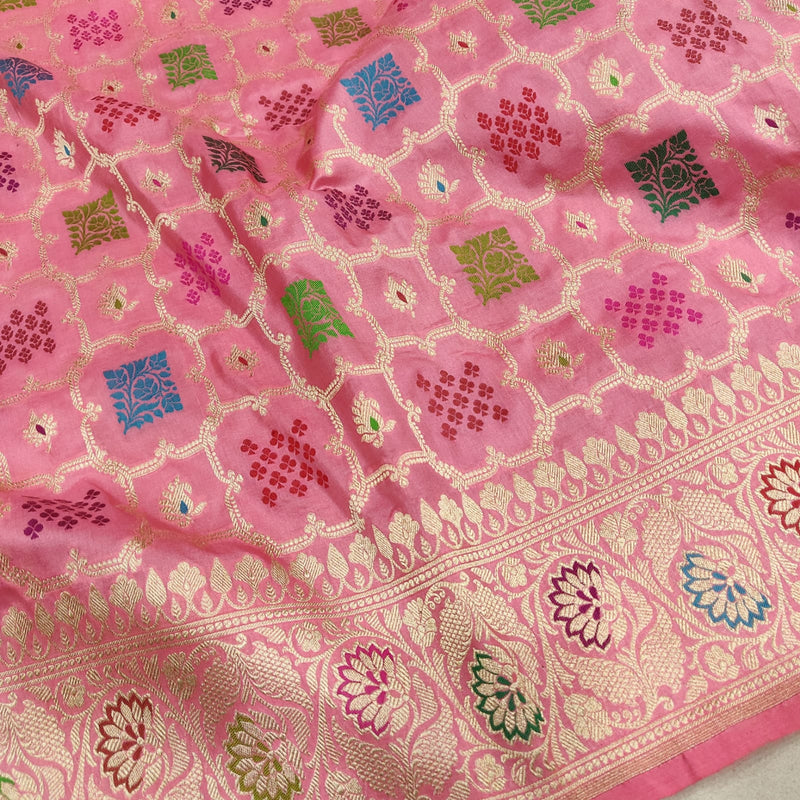 Light Pink Color Pure Katan Silk Handwoven Banarasi Saree