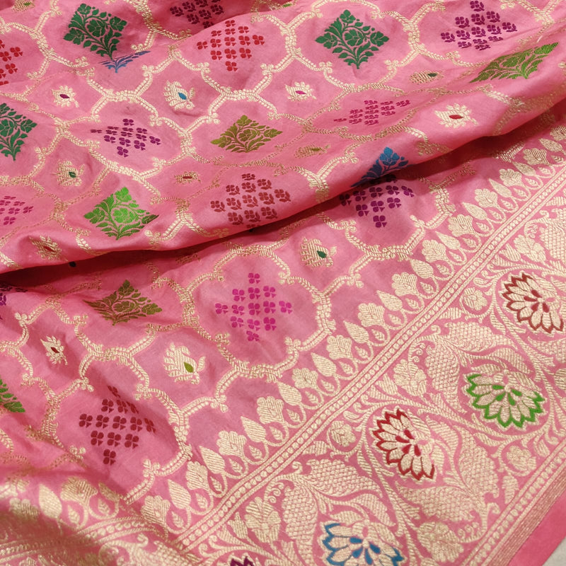Light Pink Color Pure Katan Silk Handwoven Banarasi Saree
