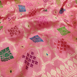 Light Pink Color Pure Katan Silk Handwoven Banarasi Saree