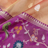 Peach Color Pure Tissue Silk Handwoven Banarasi Saree