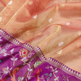 Peach Color Pure Tissue Silk Handwoven Banarasi Saree