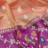 Peach Color Pure Tissue Silk Handwoven Banarasi Saree