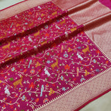 Dual Shade Pure Katan Silk Handwoven Banarasi Saree