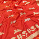 Red Colour Pure Katan Silk Handwoven Banarasi Saree