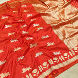 Red Colour Pure Katan Silk Handwoven Banarasi Saree