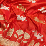 Red Colour Pure Katan Silk Handwoven Banarasi Saree