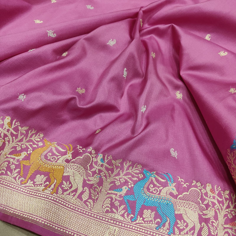 Pink Colour Pure Katan Silk Handwoven Banarasi Saree