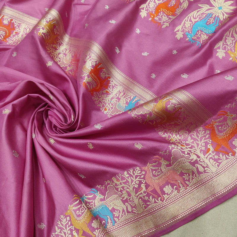 Pink Colour Pure Katan Silk Handwoven Banarasi Saree