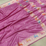 Pink Colour Pure Katan Silk Handwoven Banarasi Saree