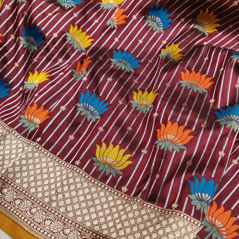 Brown Color Pure Katan Silk Handwoven Banarasi Saree