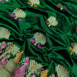 Bottle Green Colour Pure Katan Silk Handwoven Banarasi Saree