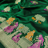 Bottle Green Colour Pure Katan Silk Handwoven Banarasi Saree