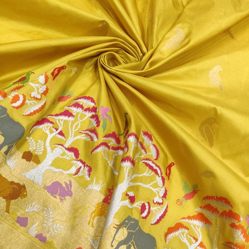 Yellow Color Pure Katan Silk Handwoven Banarasi Saree