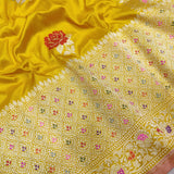 Yellow Color Pure Katan Silk Handwoven Banarasi Saree
