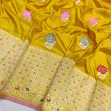 Yellow Color Pure Katan Silk Handwoven Banarasi Saree